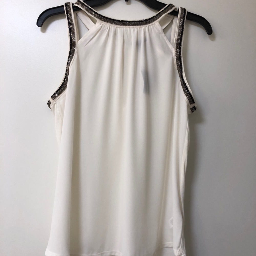 Express White Tank Top with Beaded Trim